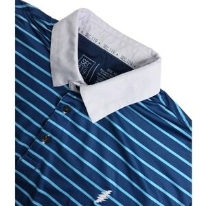 Sec 119 Polo Shirt Mens Sz XL BLUE Grateful Dead Performance Lightning Bolt Golf